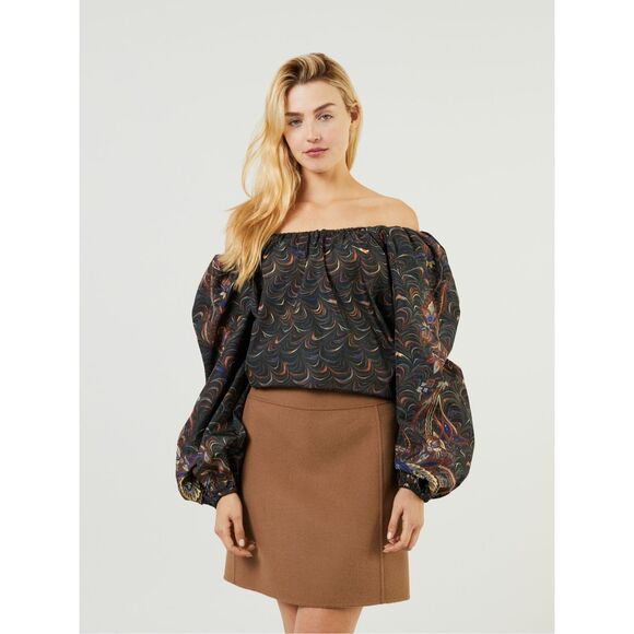 Ulla Johnson Off The Shoulder Blouse Lavinia in Obsidain NWT $545 - Picture 1 of 12